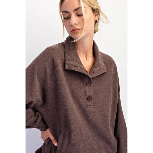 Espresso Button Down Pullover