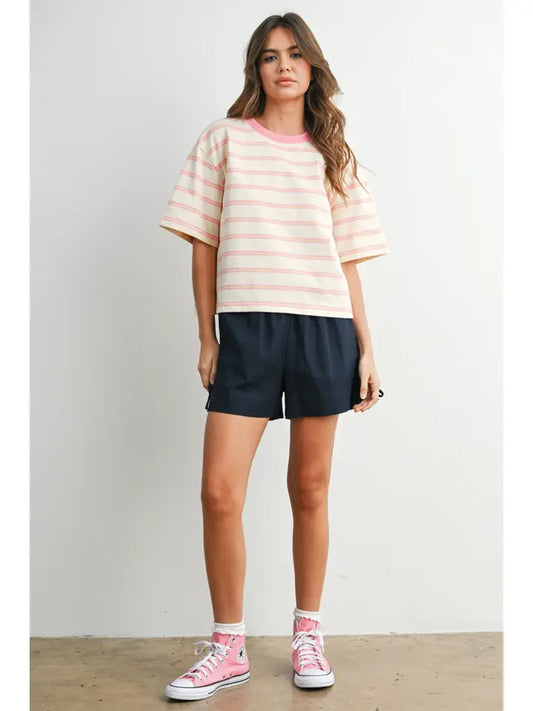 Striped Boxy Cropped T-Shirt