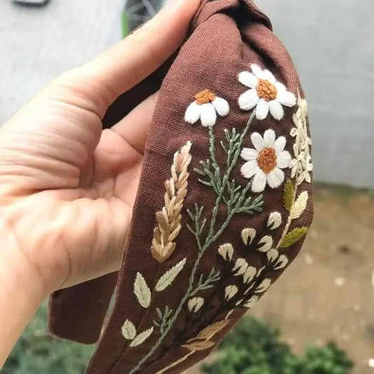 Floral Linen Knot Headband
