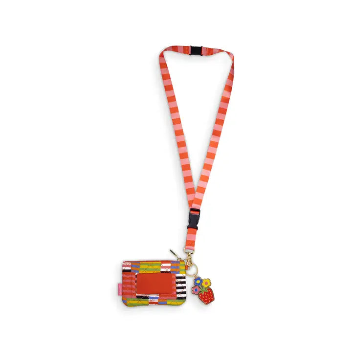 Zip ID Lanyard, Multi Stripe