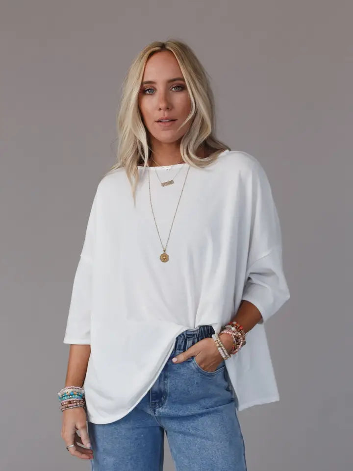Cozy Cool Oversized Tee - Ivory