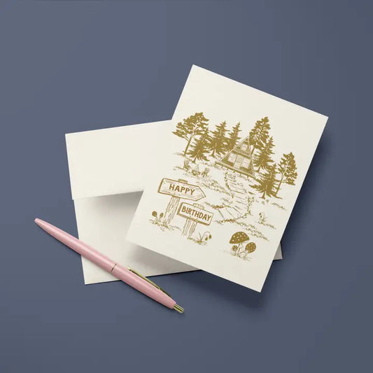 A-Frame Cabin Birthday A2 Greeting Card