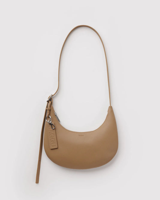 Small Recycled Leather Flat Crescent- Dune