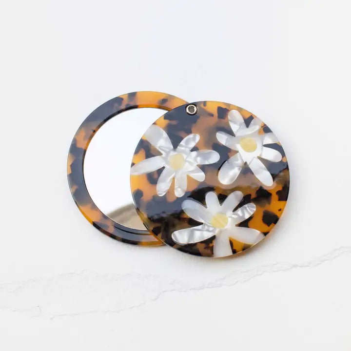 Eco Acetate Daisy Compact Mirror