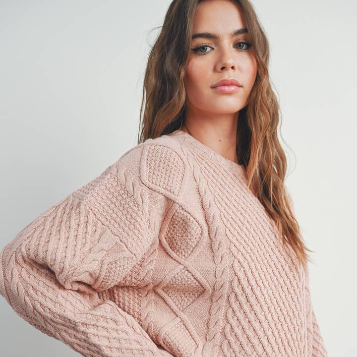 Blush Cable Knit Sweater