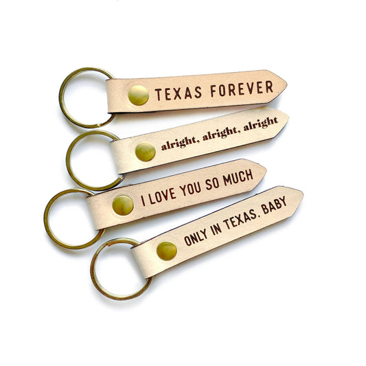 Texas Leather Keychain Flags