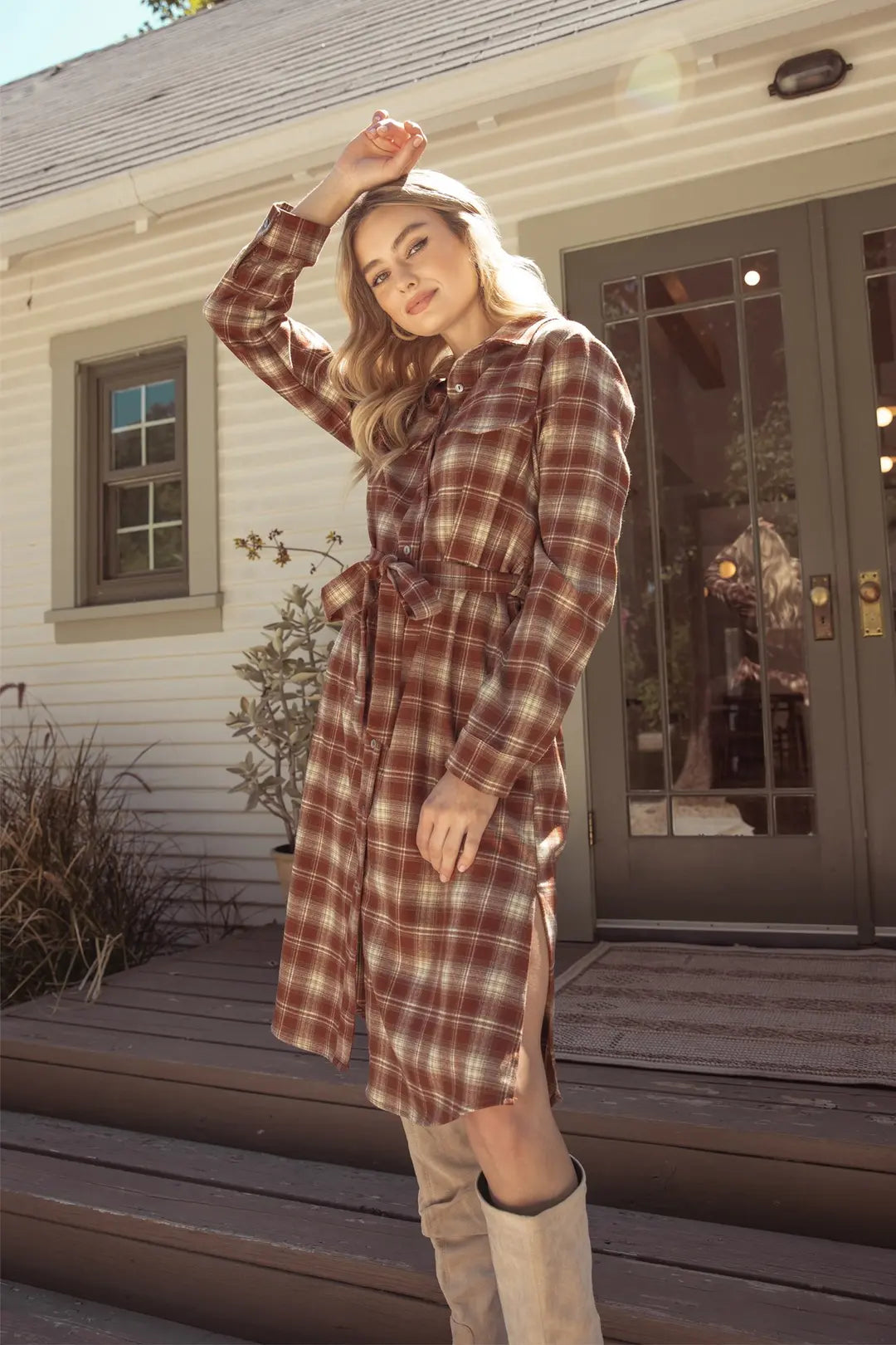 Long Sleeve Midi Shirt Dress
