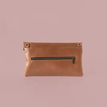 Two Toned Black + Brown Leather Angle Crossbody & Clutch