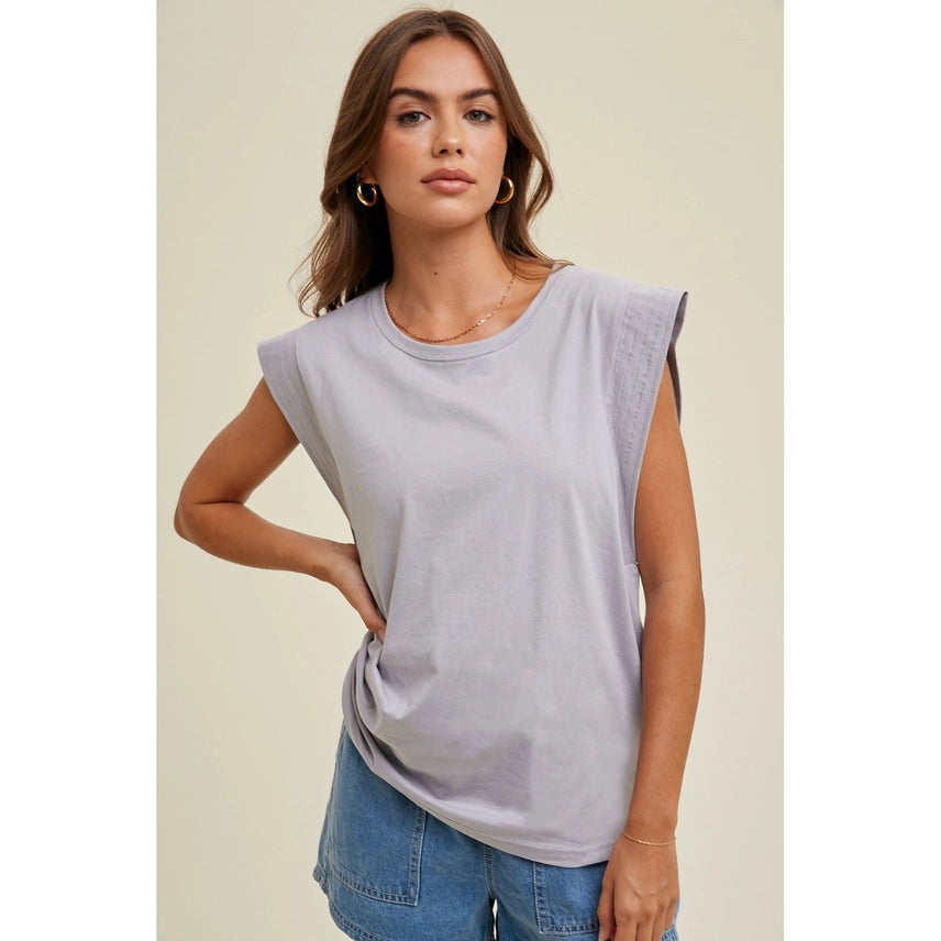 Muscle Knit Tee with Side Slits