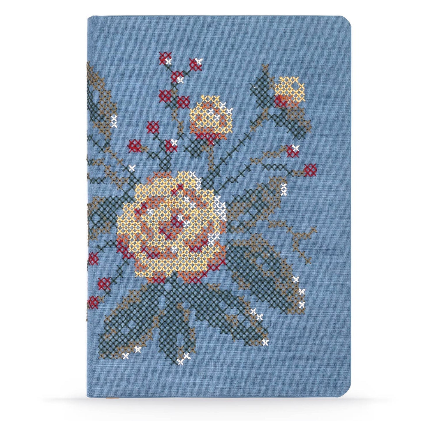 Cross Stitch Flowers Embroidered Journal Notebook