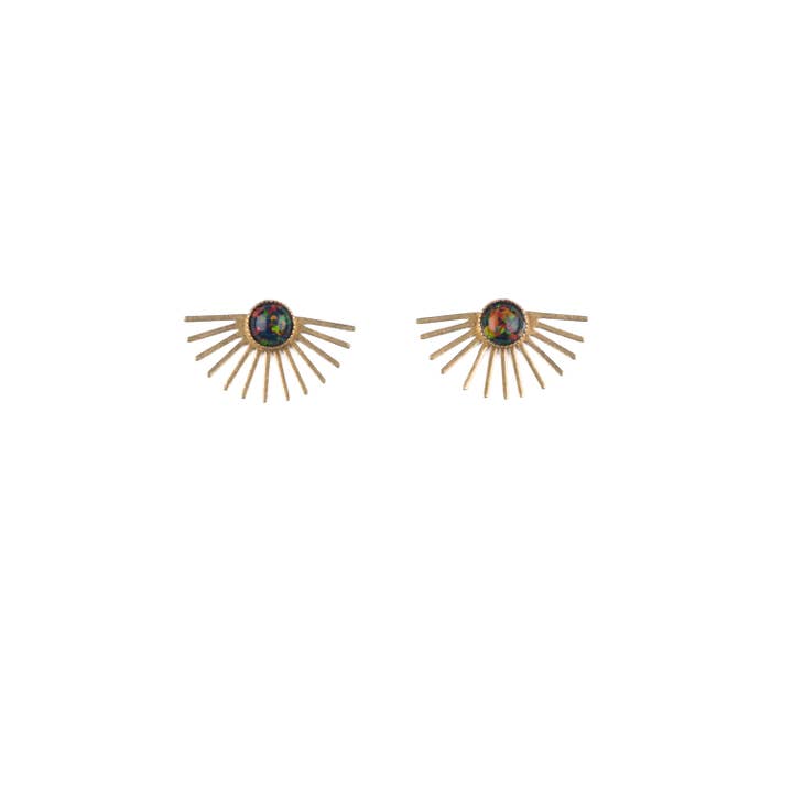 Black Opal Beam Studs