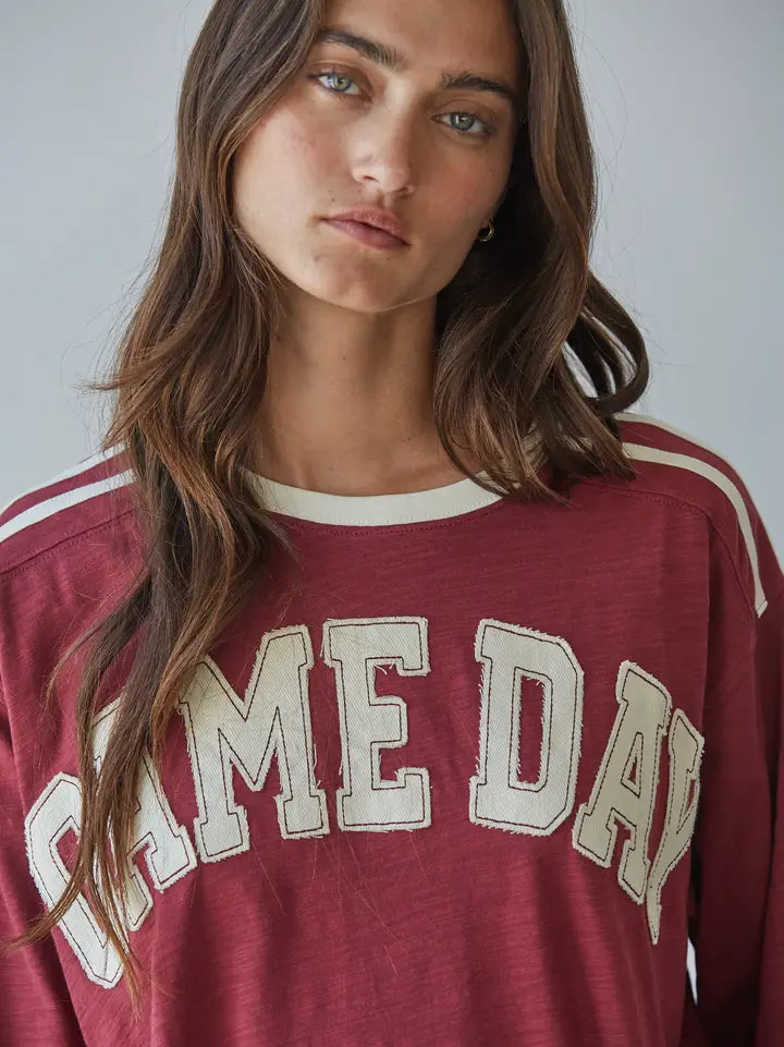 Knit Cotton Crew Neck 'game Day' Oversized Top