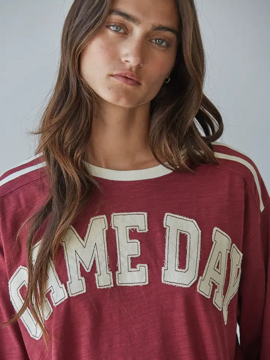 Knit Cotton Crew Neck 'game Day' Oversized Top