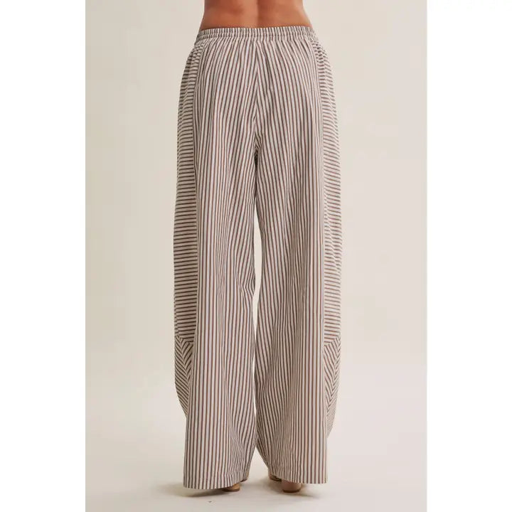 Coffee Striped Everyday Wide-Leg Pants