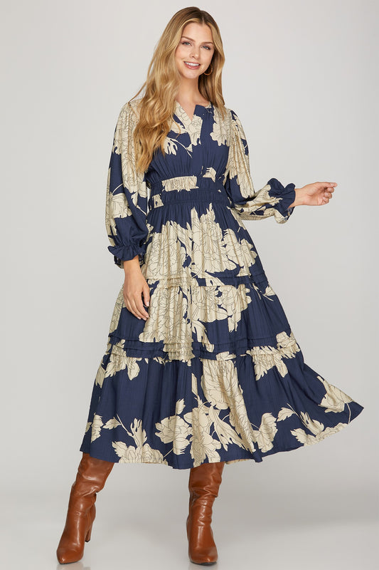 Navy Floral Maxi Dress