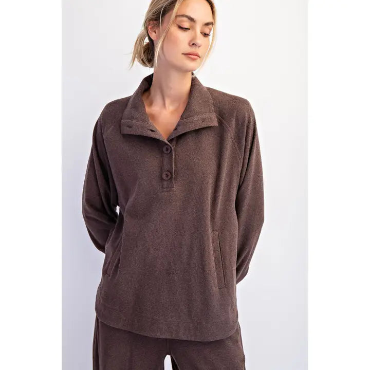 Espresso Button Down Pullover