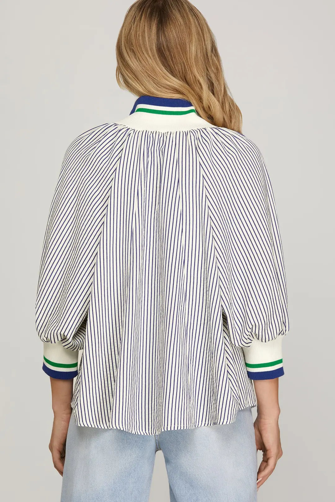 Half Zipped Striped Top