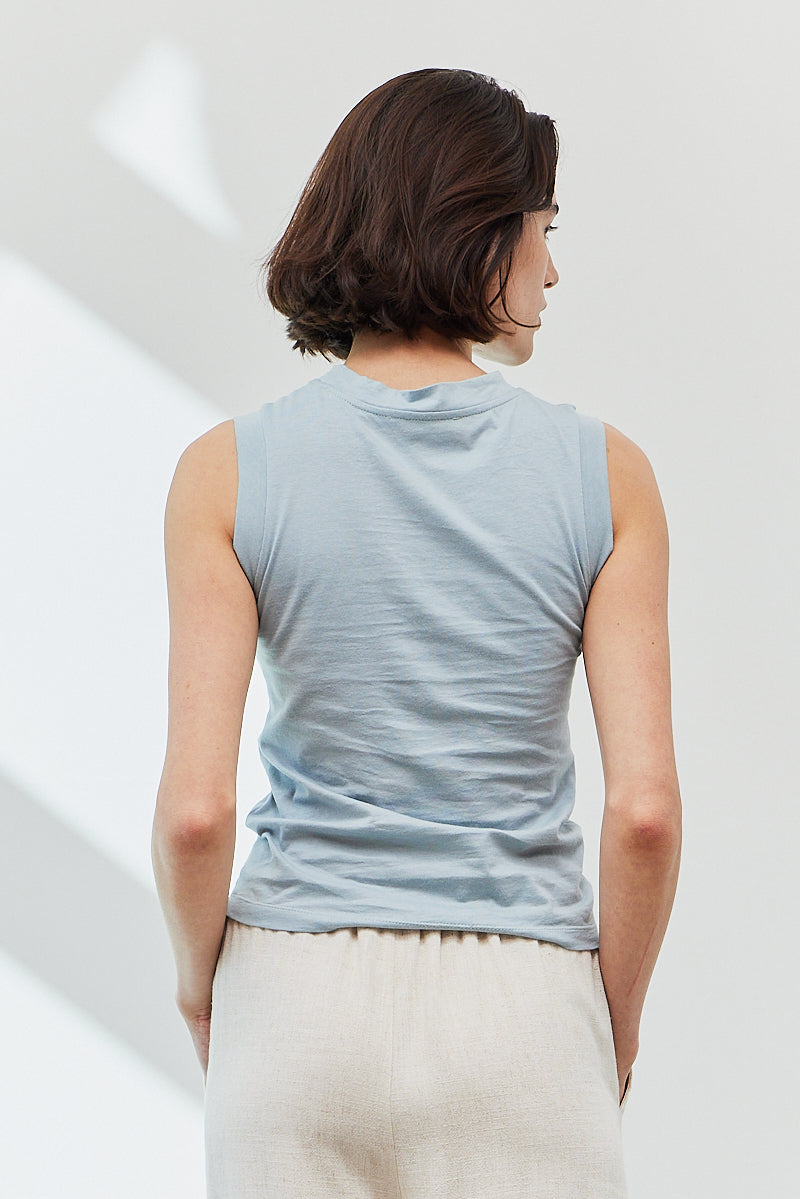 Light Blue Cotton Tank Top