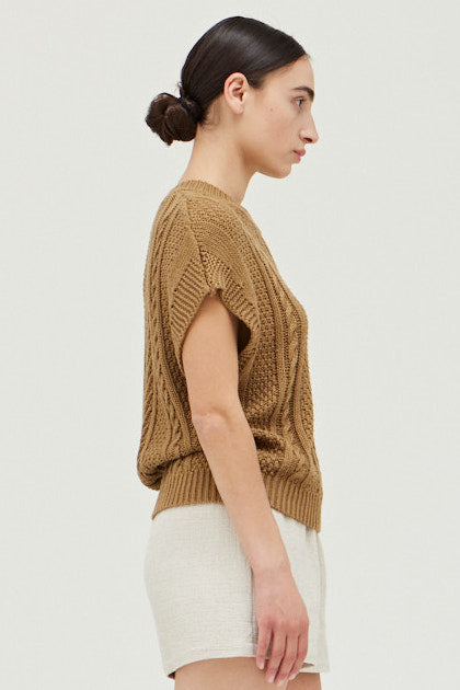 Sleeveless Cable Knit Sweater