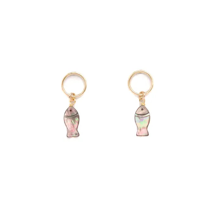 Black Mother of Pearl Fish Earrings
