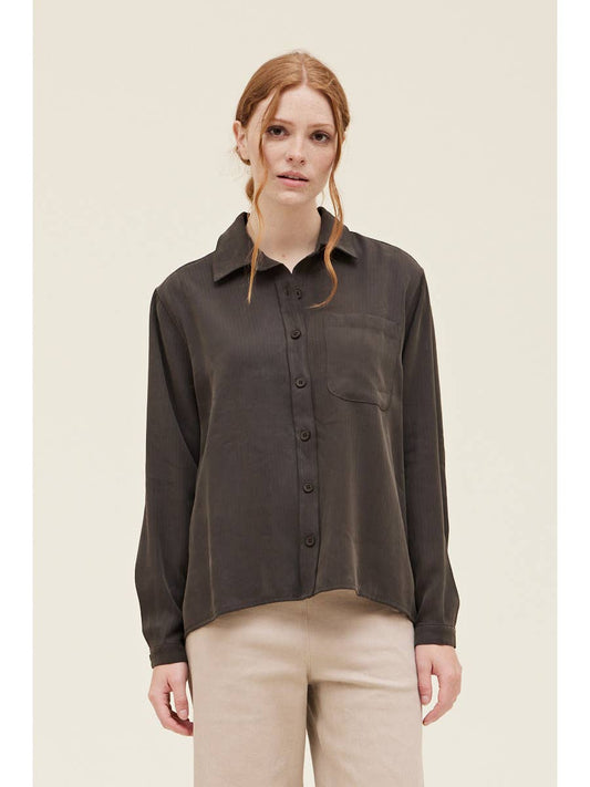 Tencel Button Down Shirt in Carbon