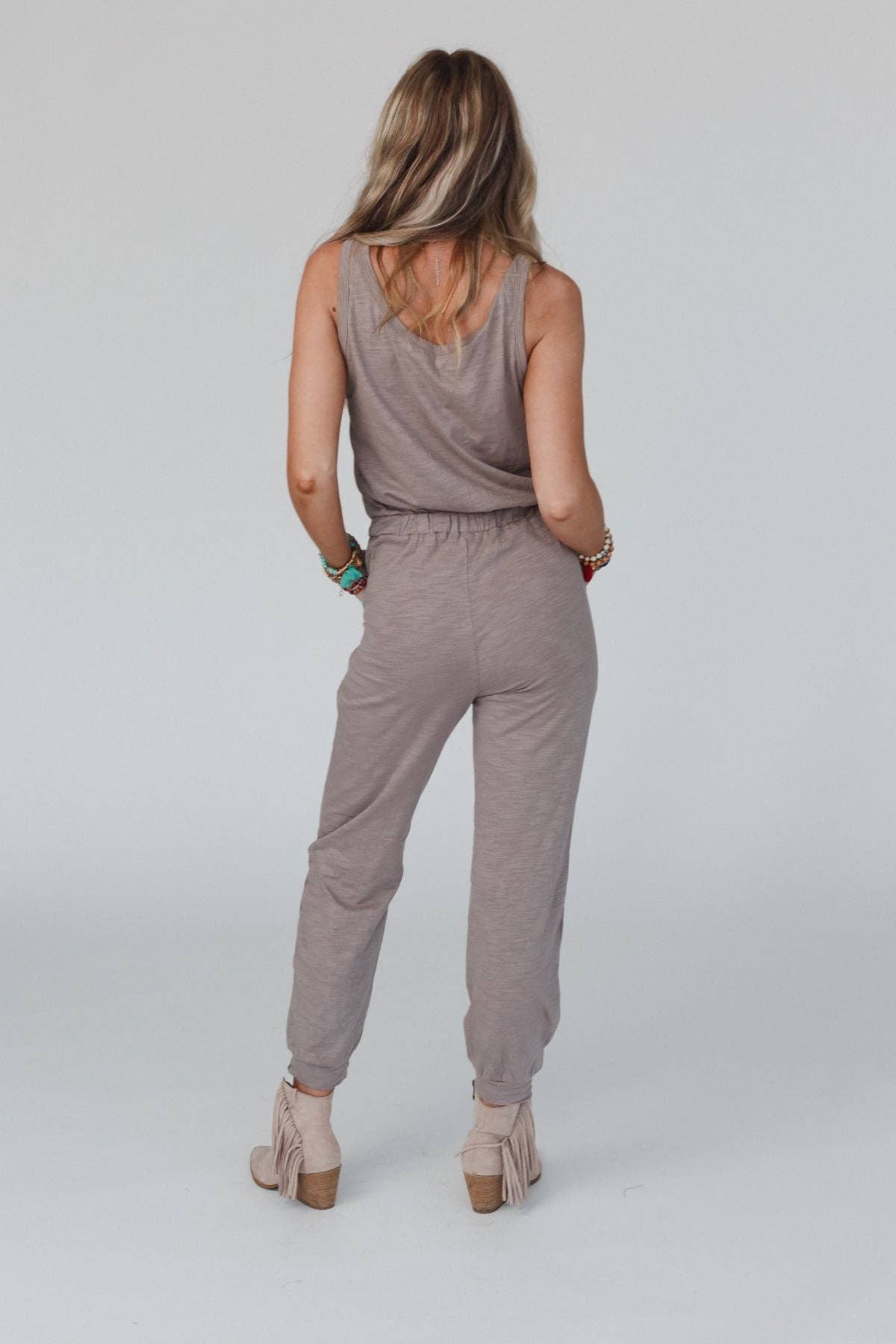 Set to Go - Jumpsuit And Cardigan Set - Mocha