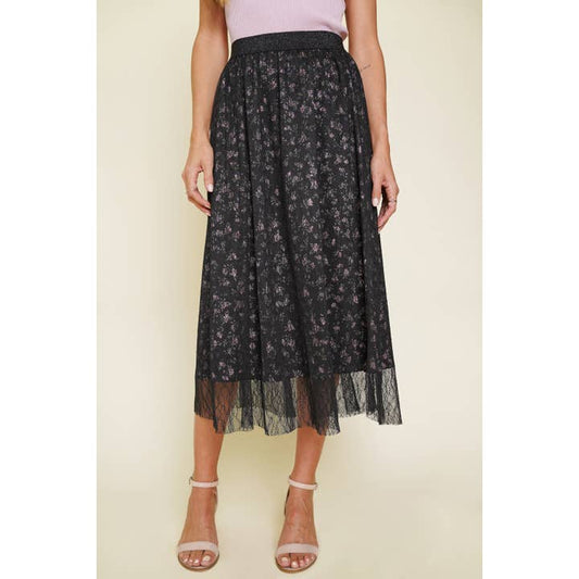 Printed Lining Lace Skirt