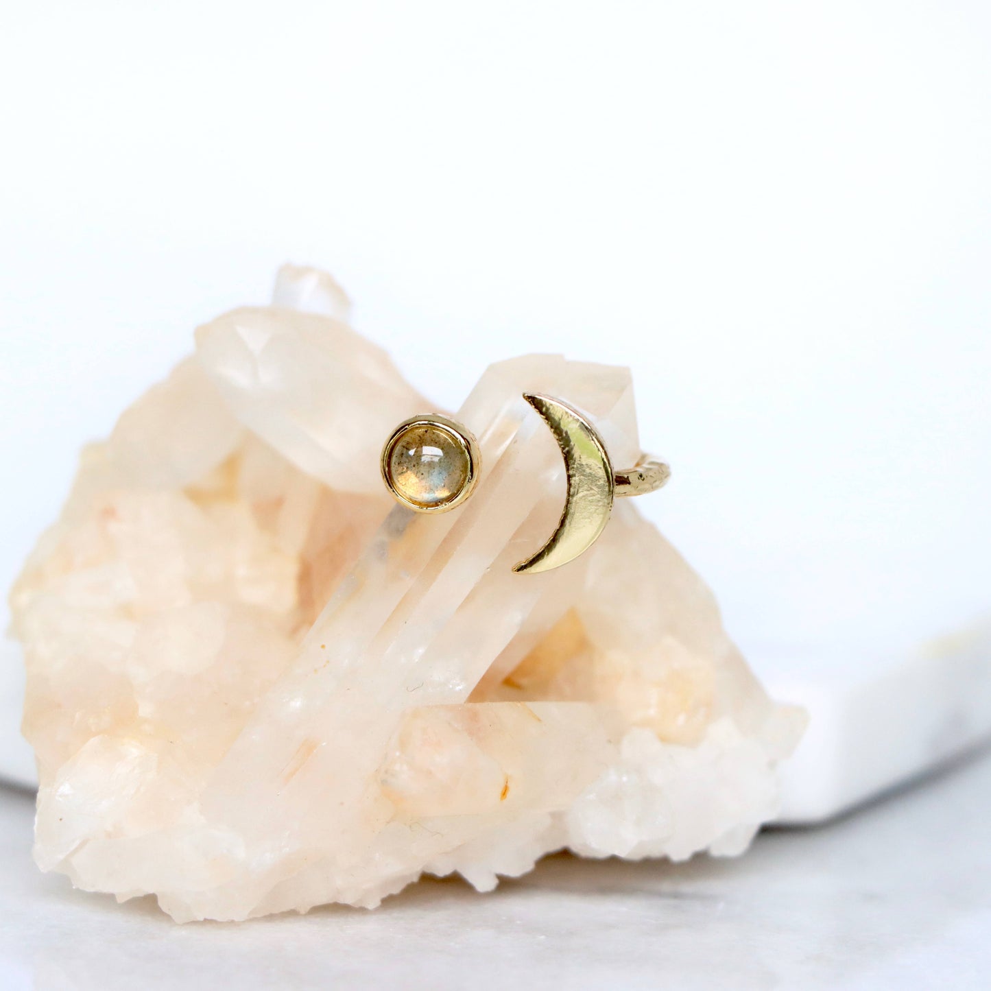 Labradorite Crescent Ring