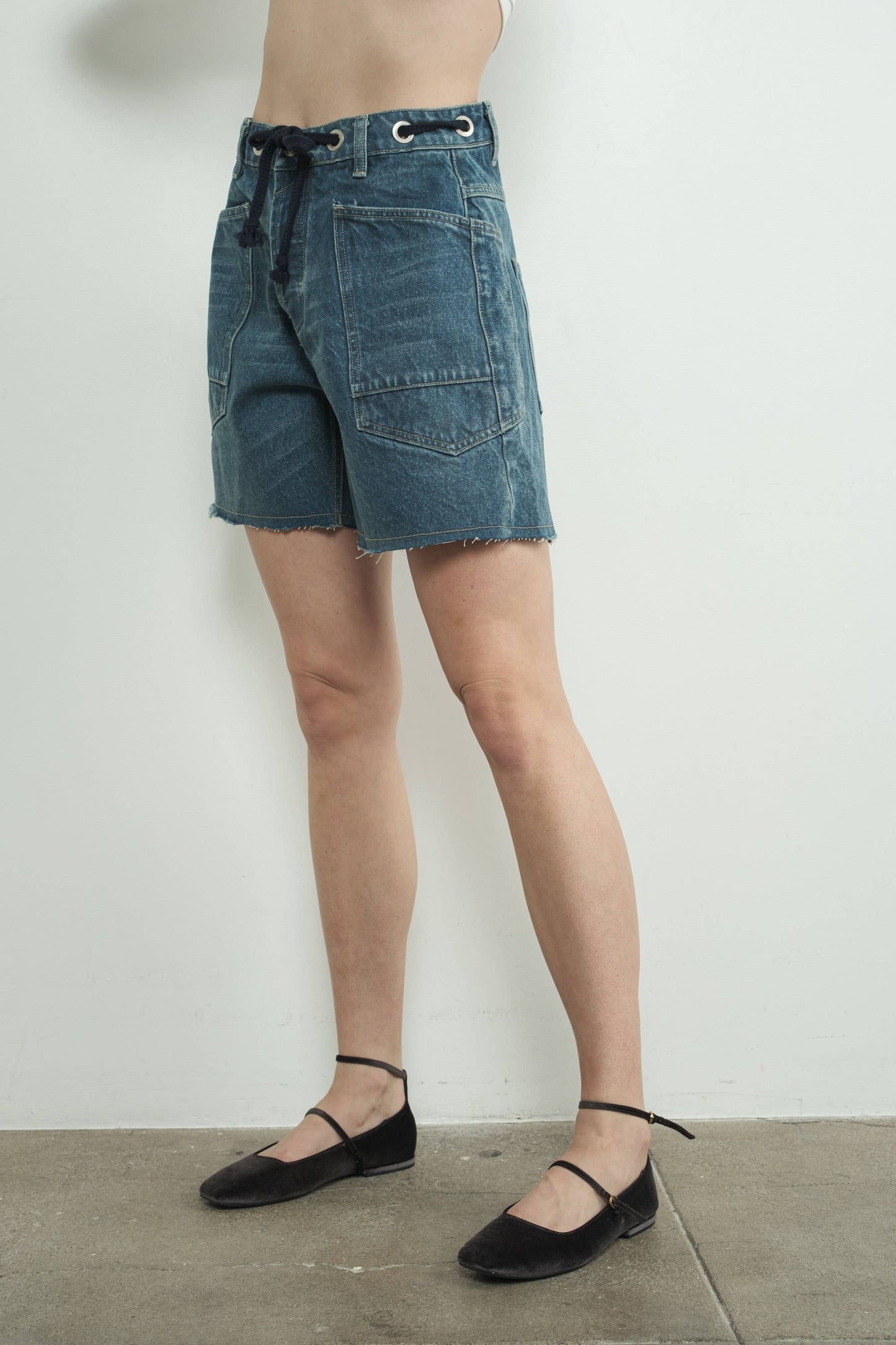 Vintage Washed Barrel Denim Shorts
