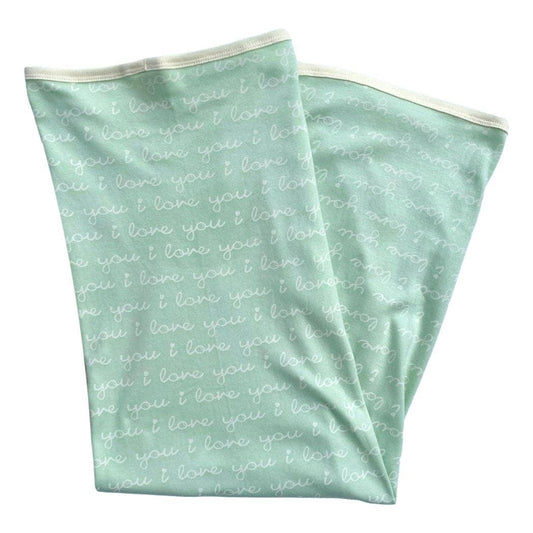 Organic Cotton Blanket - I LOVE YOU Green