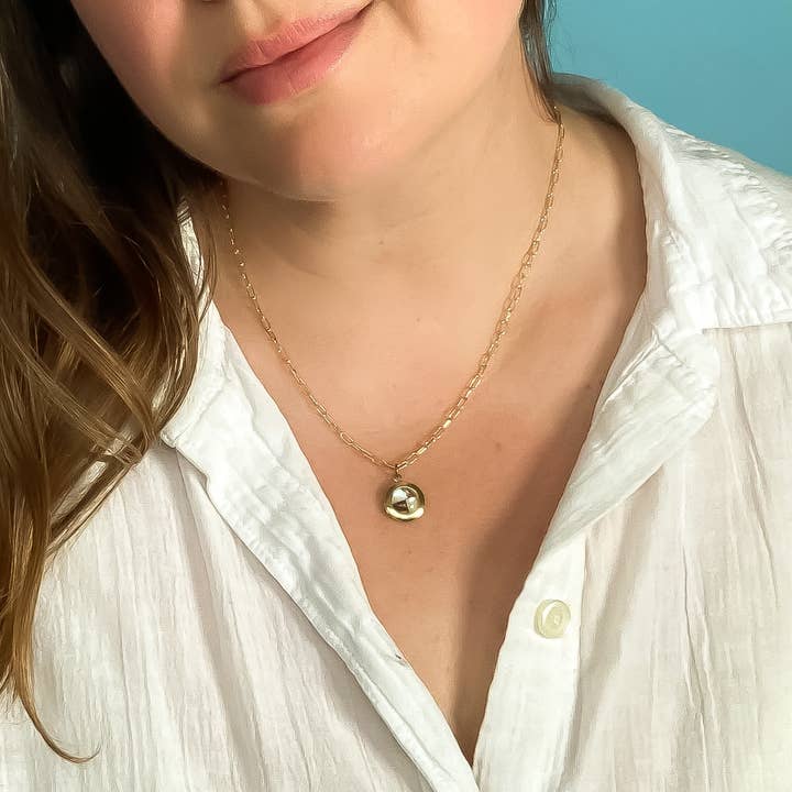 Checkered Shell Locket Necklace