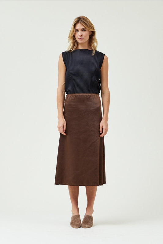 Chocolate Brown Satin Slip Skirt