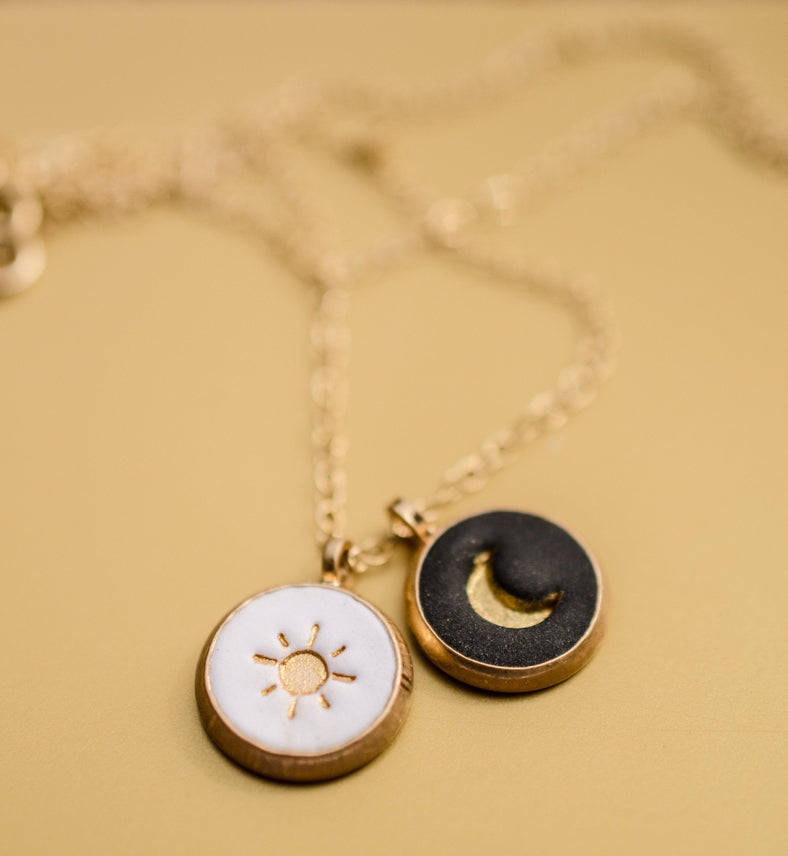 Sun + Moon Clay Necklace