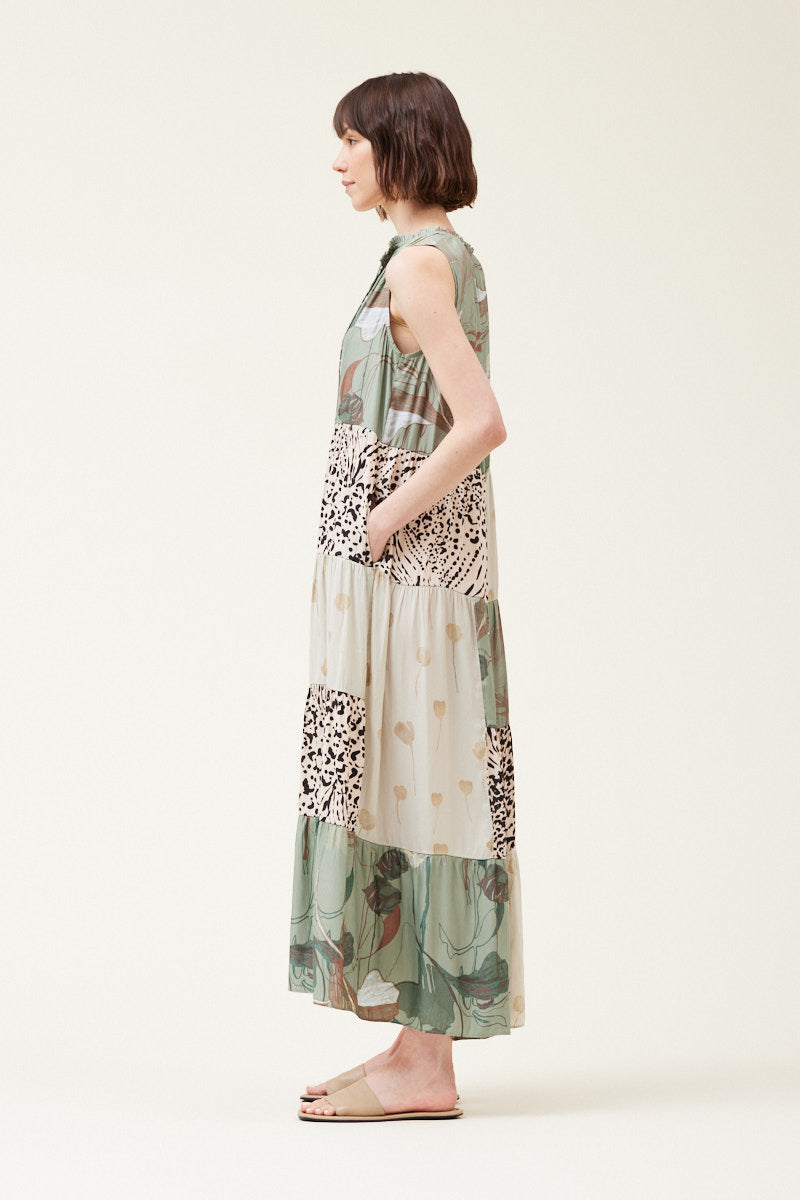 Multi-Print Tiered Maxi Dress