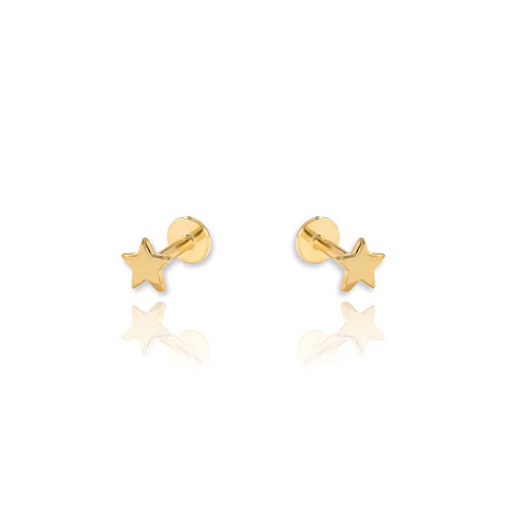 Star Screw Flat Back Cartilage Earrings