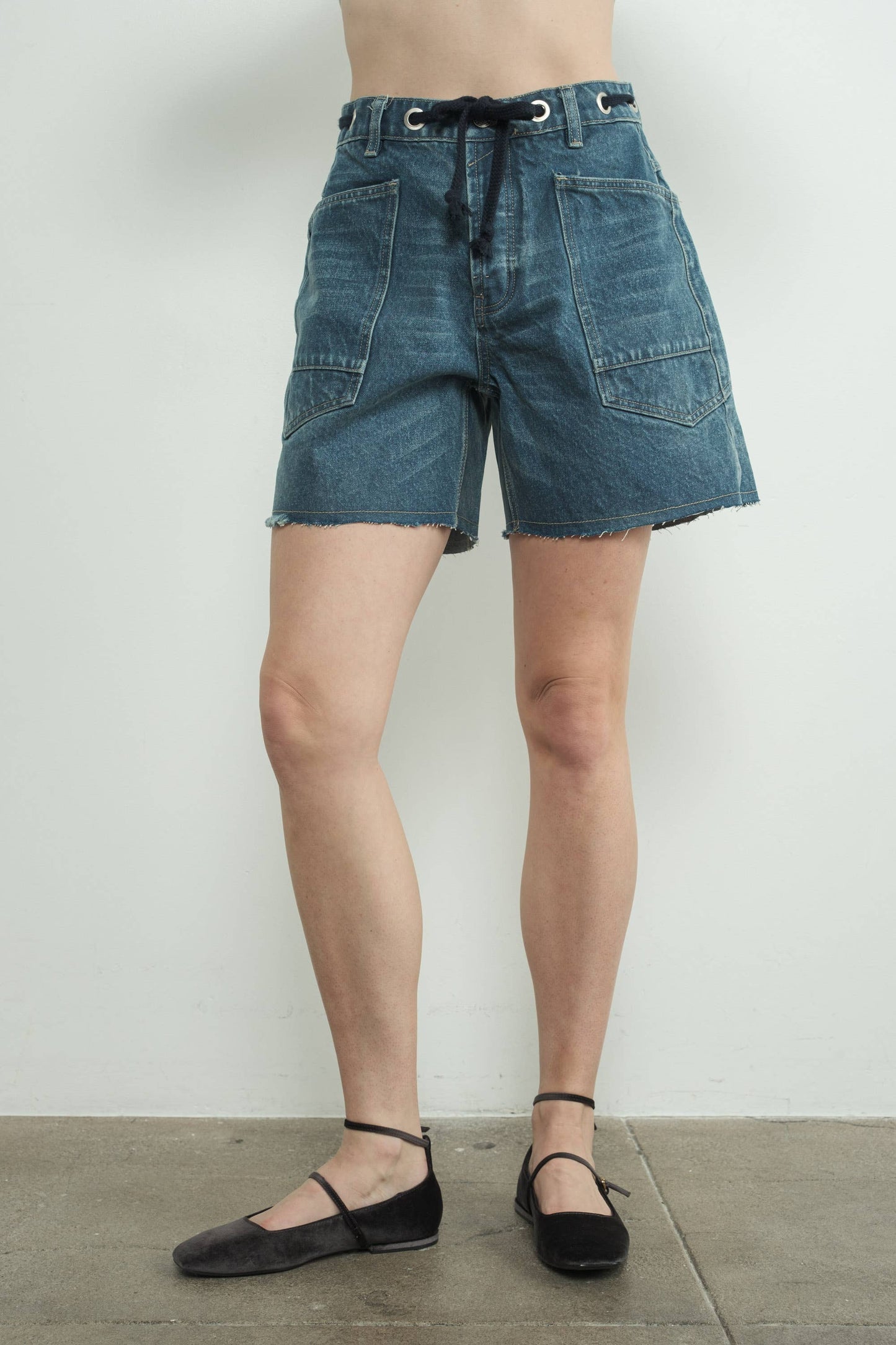 Vintage Washed Barrel Denim Shorts