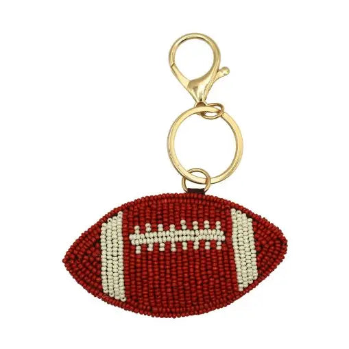 Football Beaded Bag Charm