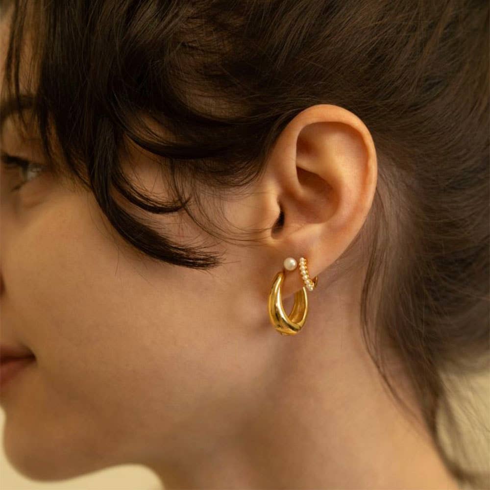 Tiny 10mm Pearl Huggie Hoops