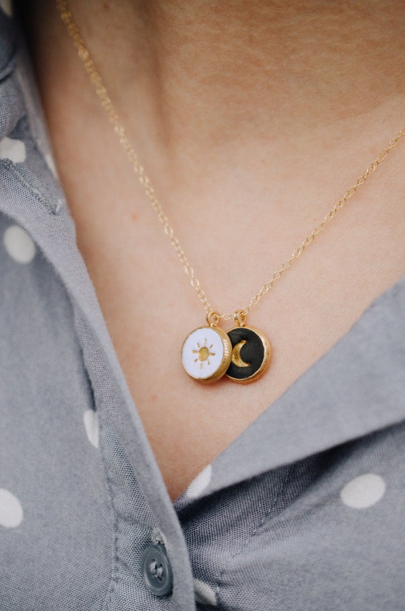 Sun + Moon Clay Necklace