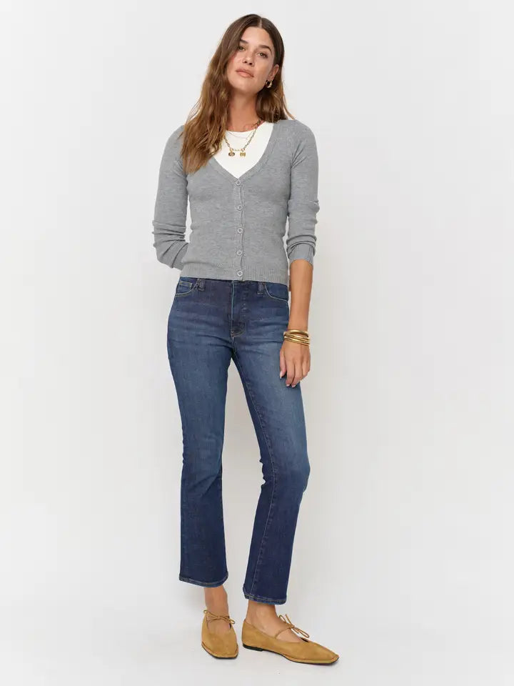 Palmer Mid Rise Ankle Kick Flare Dark Wash