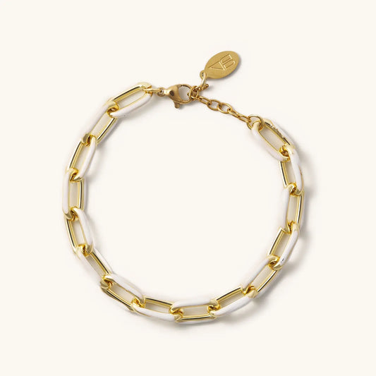 Paula White Acrylic Chain Bracelet