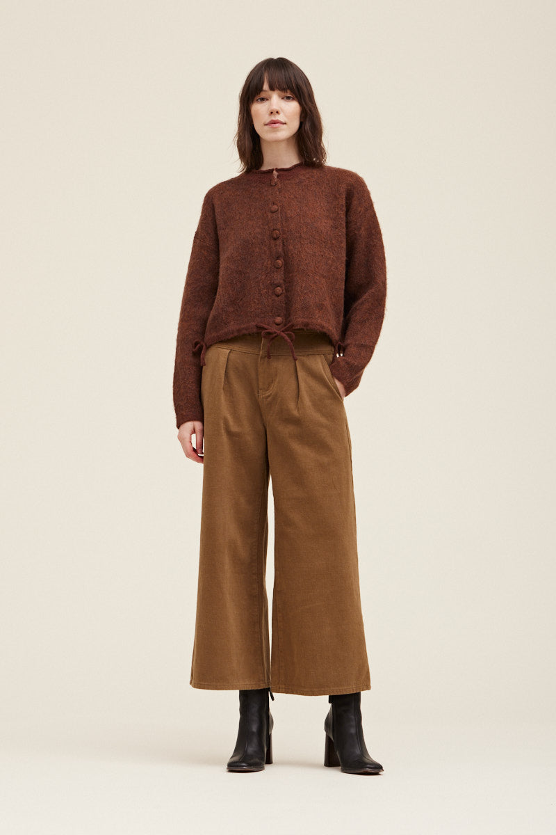 Pleated Front Wide Leg Pants