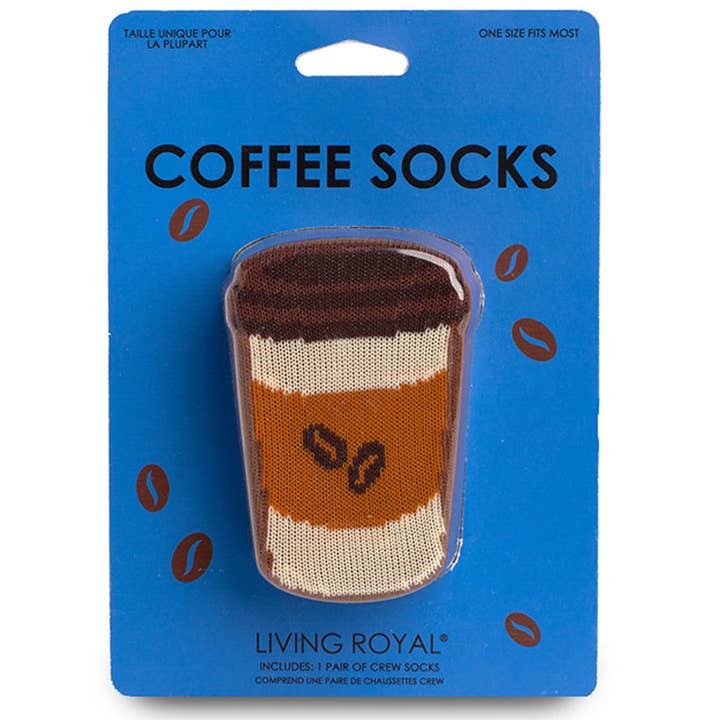 3D Packaged Crew Socks - Coffee Cup w/ Beans - Brown