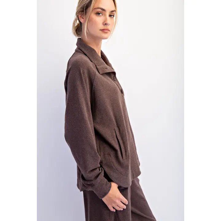 Espresso Button Down Pullover