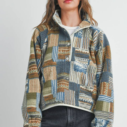 Patchwork Print Multicolor Sweatshirt