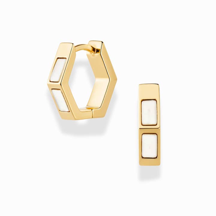 Ari Inlay Hexagon Huggies