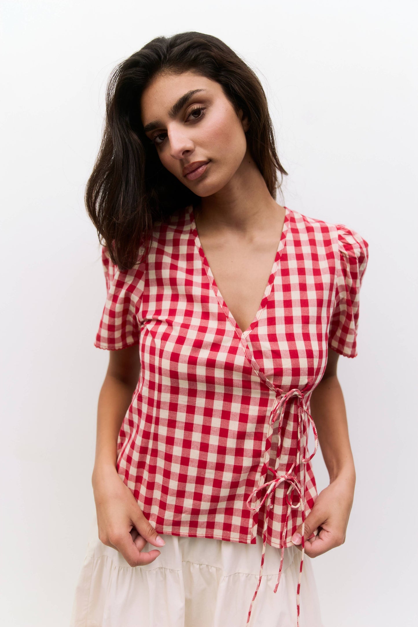 The Bridget Top | Gingham Tie Front Blouse