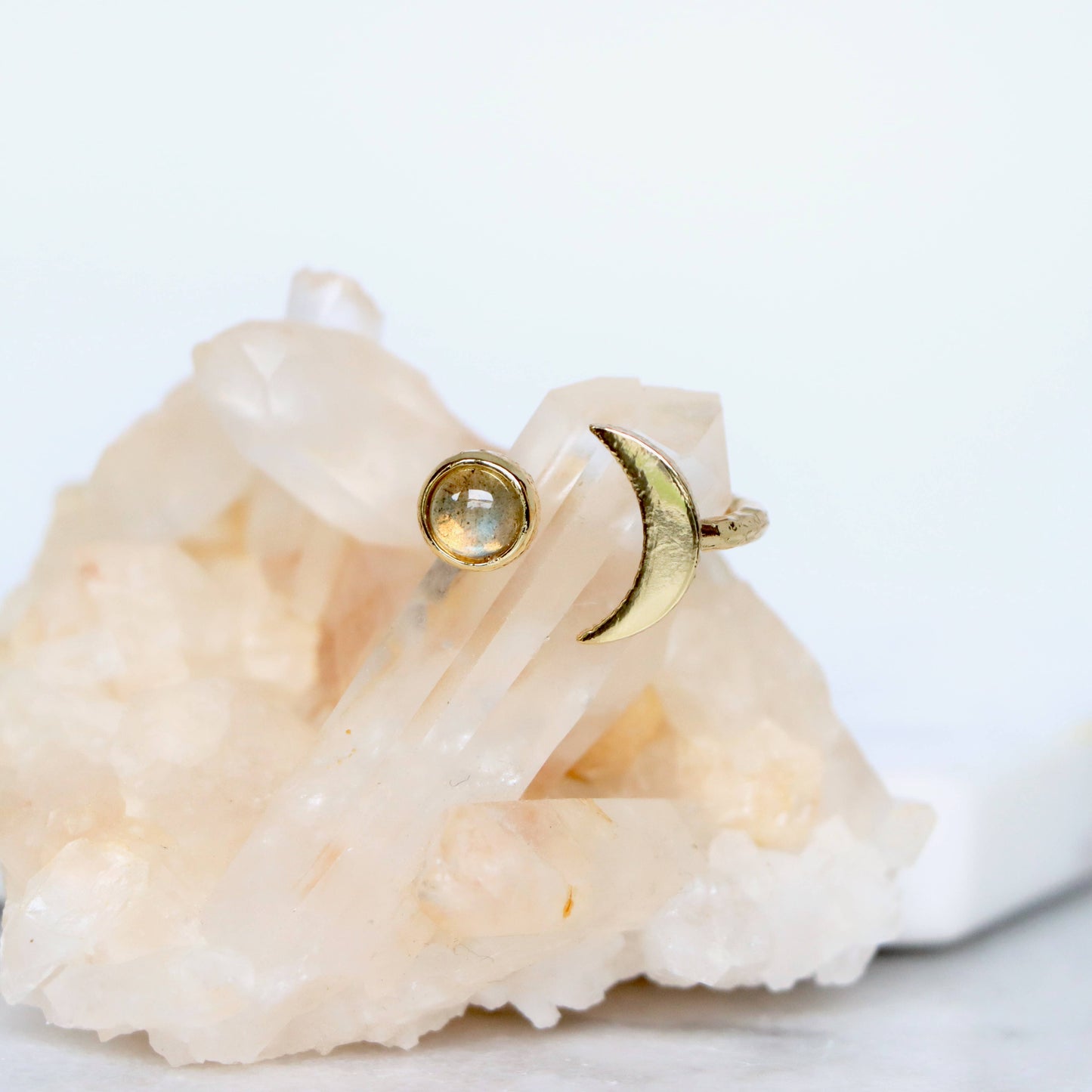 Labradorite Crescent Ring