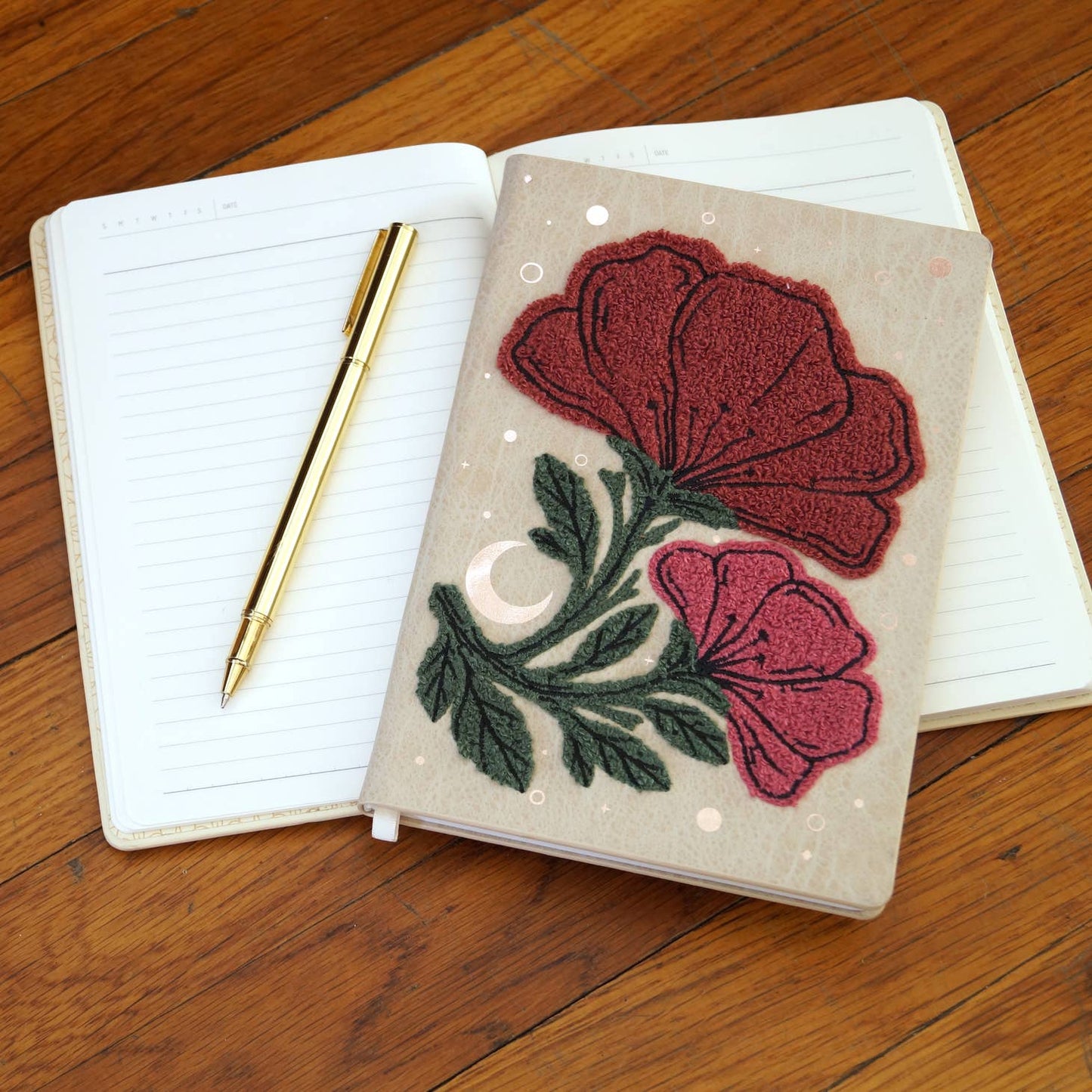 Double Bloom Embroidered Journal Notebook