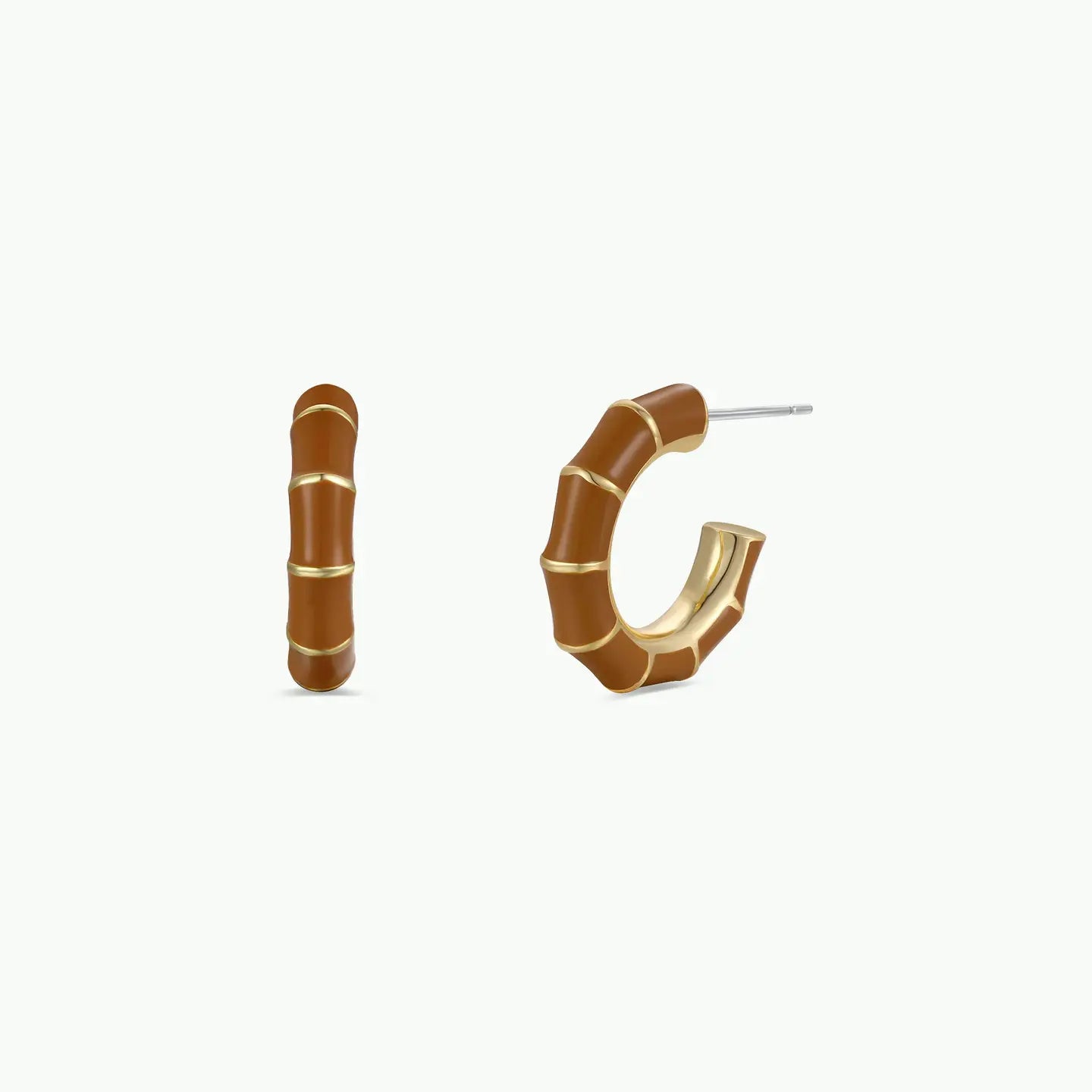 Vintage Hoop Earrings - Brown Enamel
